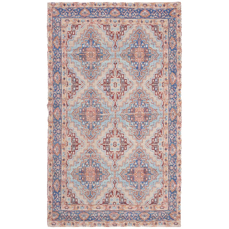 Safavieh Saffron 3' x 5' Hand Loomed Rug in Blue and Rust