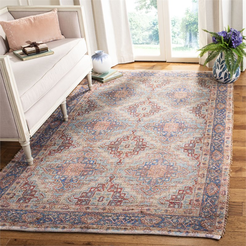 Safavieh Saffron 5' x 8' Hand Loomed Rug in Blue and Rust