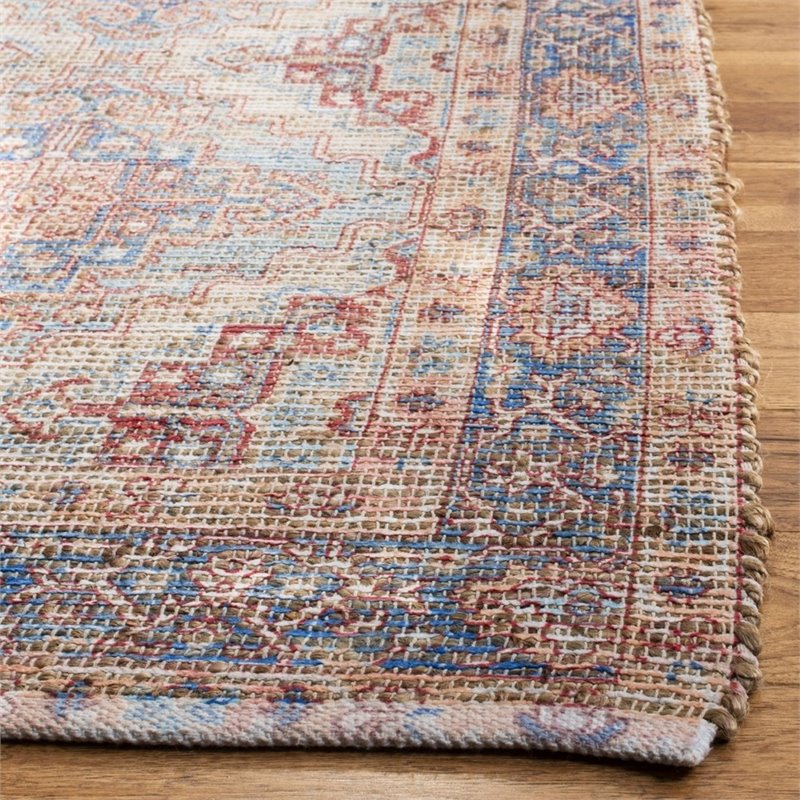 Safavieh Saffron 6' Square Hand Loomed Rug in Blue and Rust