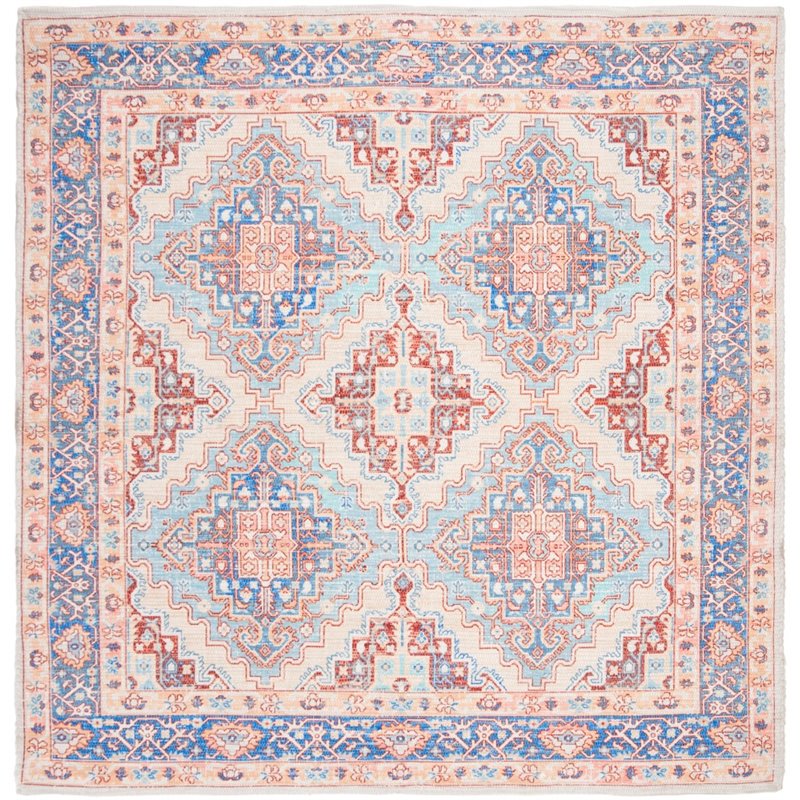 Safavieh Saffron 6' Square Hand Loomed Rug in Blue and Rust