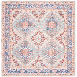Safavieh Saffron 6' Square Hand Loomed Rug in Blue and Rust