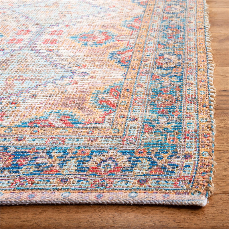 Safavieh Saffron 6' Square Hand Loomed Rug in Rust and Blue