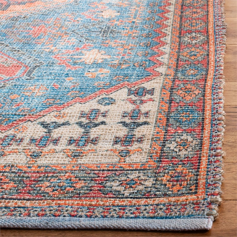 Safavieh Saffron 6' Square Hand Loomed Rug in Navy and Red