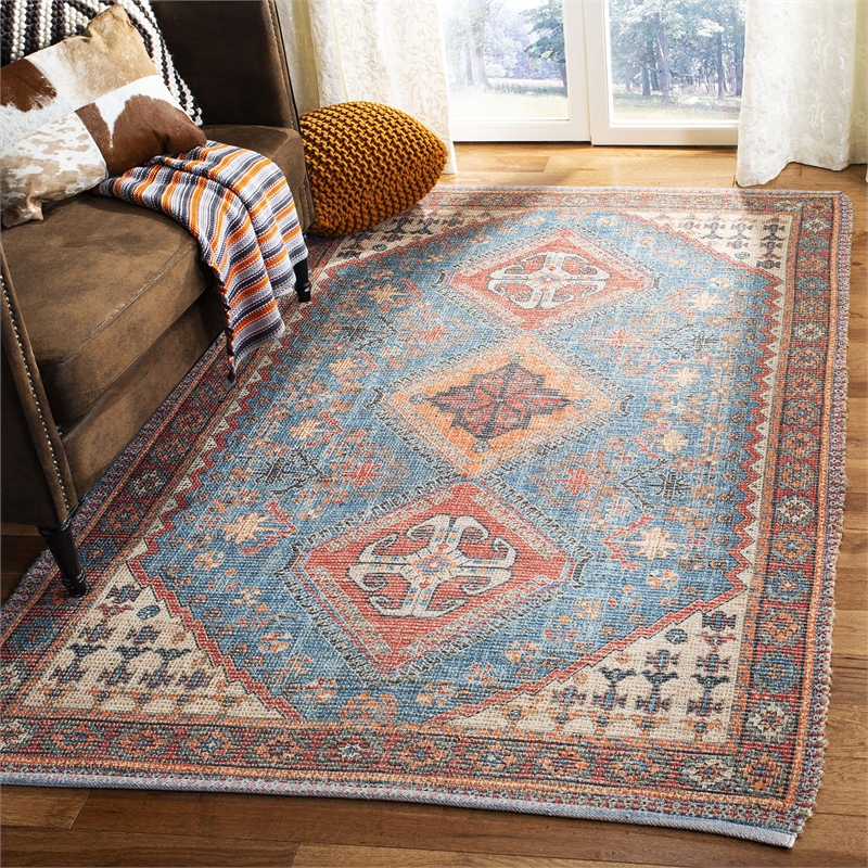 Safavieh Saffron 8' x 10' Hand Loomed Rug in Navy and Red