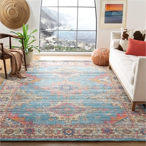 Safavieh Saffron 6' Square Hand Loomed Rug in Rust and Blue