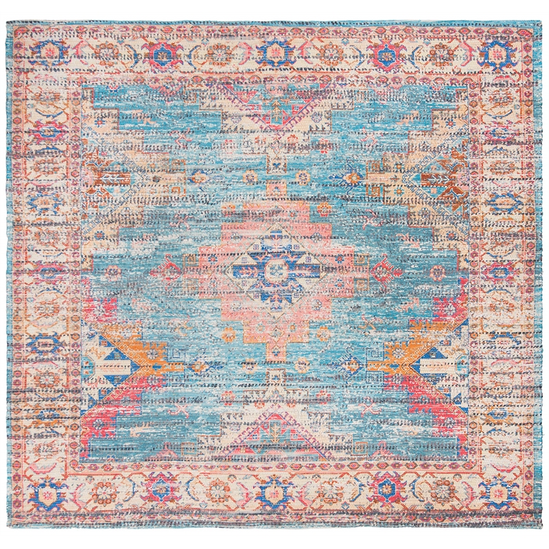 Safavieh Saffron 6' Square Hand Loomed Rug in Rust and Blue