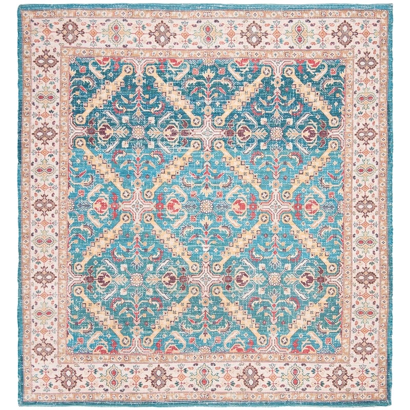 Safavieh Saffron 6' Square Hand Loomed Rug in Navy and Cream