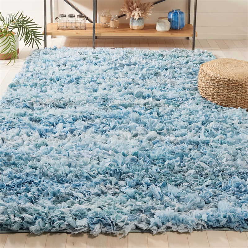 Safavieh Rio 4' x 6' Hand Loomed Shag Rug in Sky Blue