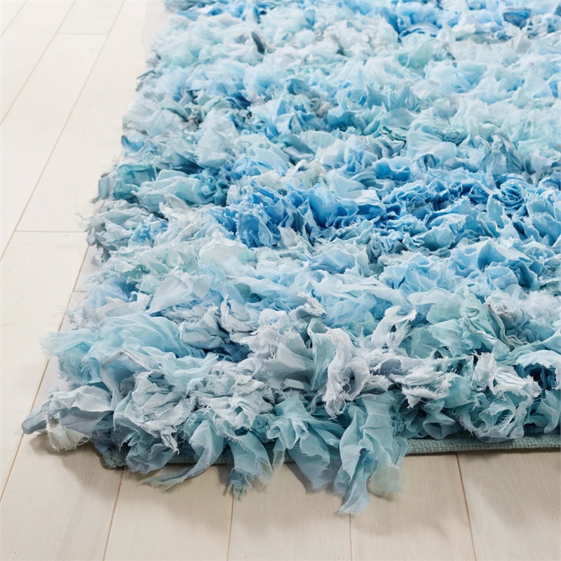 Safavieh Rio 6' x 9' Hand Loomed Shag Rug in Sky Blue