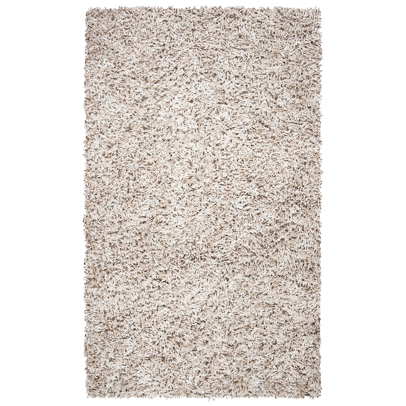 Safavieh Rio 5' x 8' Hand Loomed Shag Rug in Beige and Ivory