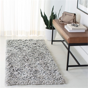 Safavieh Rio 2'6&quot x 4' Hand Loomed Shag Rug in Gray and Ivory