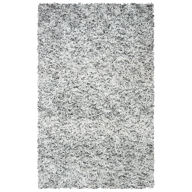 Safavieh Rio 6' x 9' Hand Loomed Shag Rug in Gray and Ivory