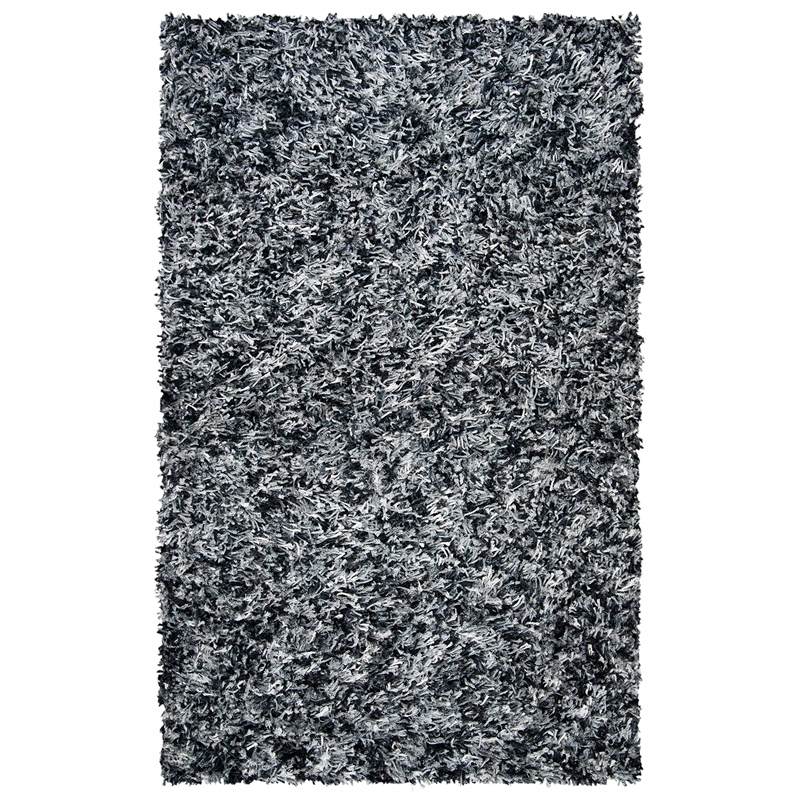 Safavieh Rio 3' x 5' Hand Loomed Shag Rug in Black and Ivory