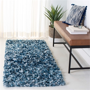 Safavieh Rio 2'6&quot x 4' Hand Loomed Shag Rug in Navy and Ivory