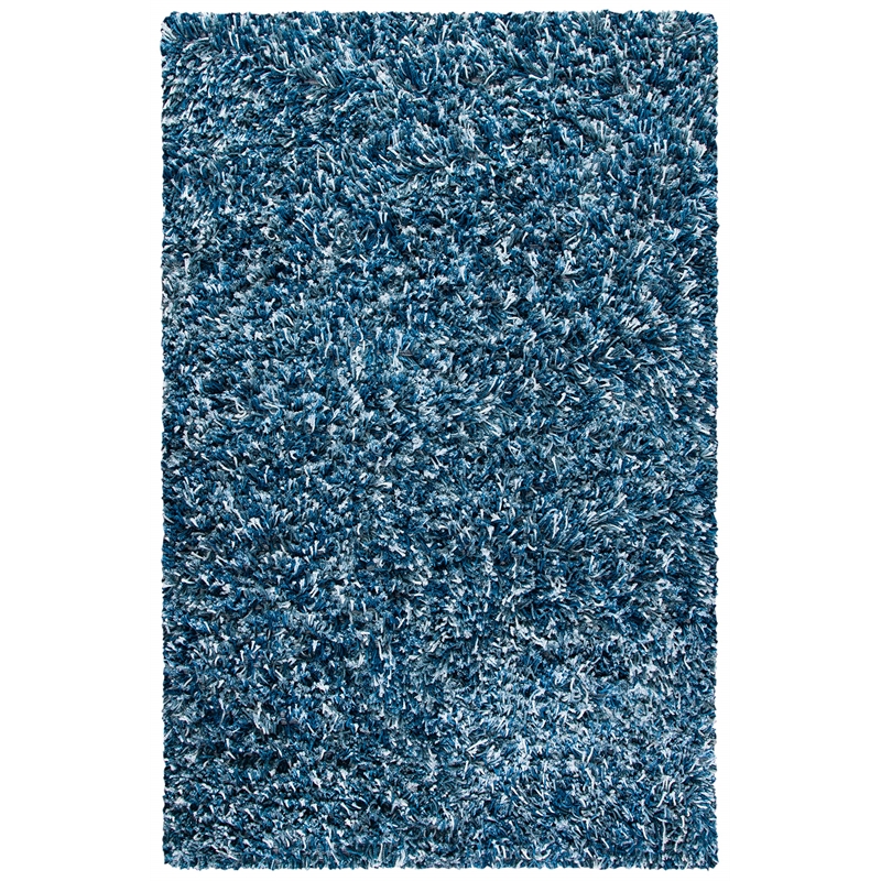 Safavieh Rio 3' x 5' Hand Loomed Shag Rug in Navy and Ivory