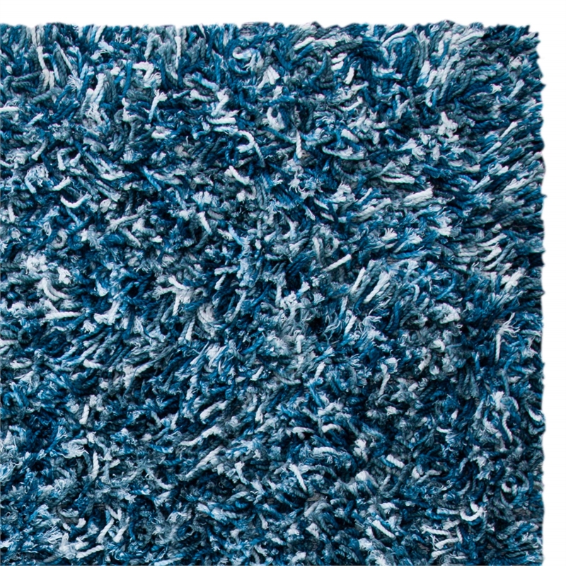 Safavieh Rio 5' x 8' Hand Loomed Shag Rug in Navy and Ivory