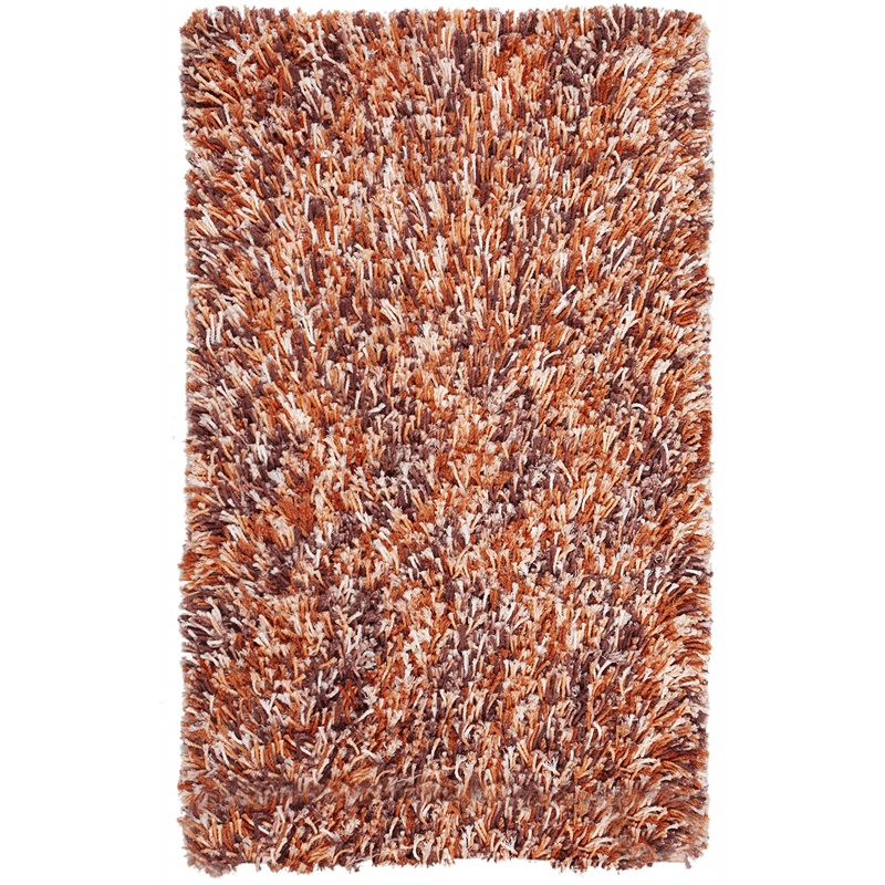 Safavieh Rio 3' x 5' Hand Loomed Shag Rug in Rust and Ivory