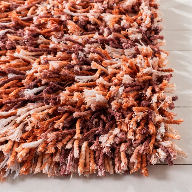 Safavieh Rio 4' x 6' Hand Loomed Shag Rug in Rust and Ivory