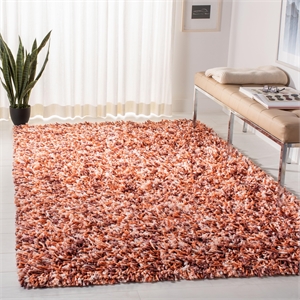 Safavieh Rio 6' x 9' Hand Loomed Shag Rug in Rust and Ivory
