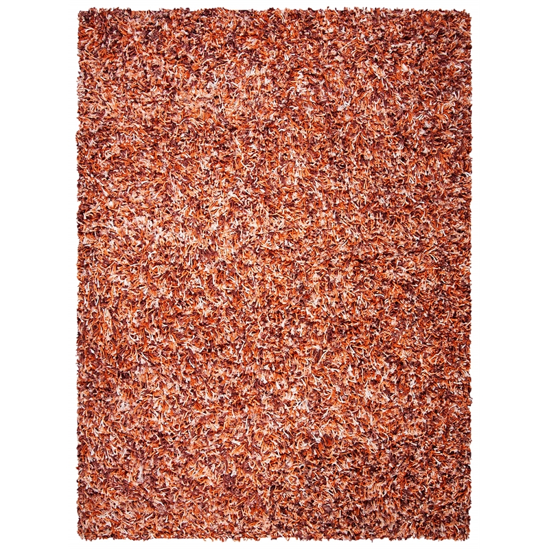 Safavieh Rio 8' x 10' Hand Loomed Shag Rug in Rust and Ivory