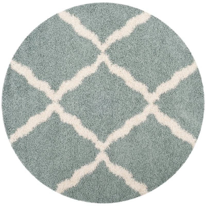 Safavieh Dallas 6' Round Shag Rug in Seafoam and Ivory