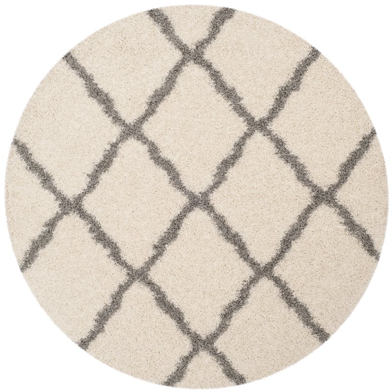 Safavieh Dallas 6' Round Shag Rug in Ivory and Gray