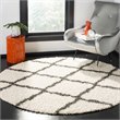 Safavieh Dallas 6' Round Shag Rug in Ivory and Dark Gray