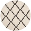 Safavieh Dallas 6' Round Shag Rug in Ivory and Dark Gray