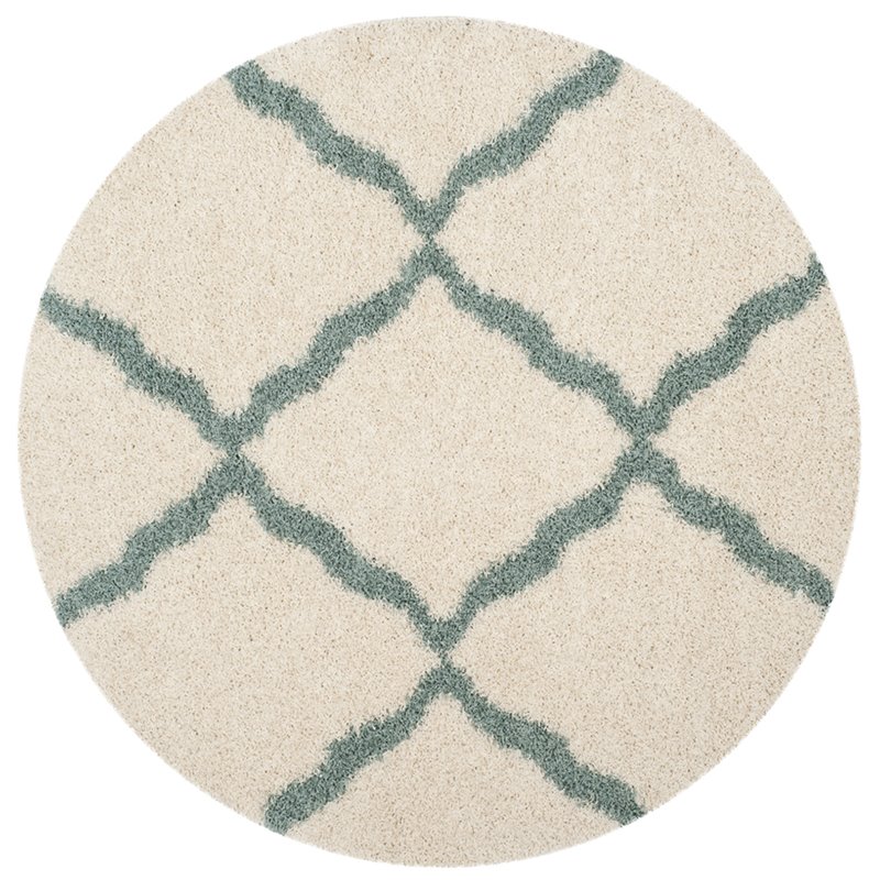 Safavieh Dallas 6' Round Shag Rug in Ivory and Seafoam