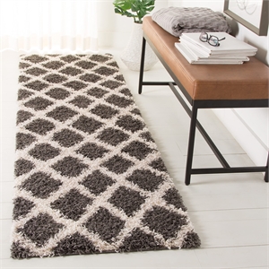 Safavieh Dallas 3' x 5' Shag Rug in Dark Gray and Ivory