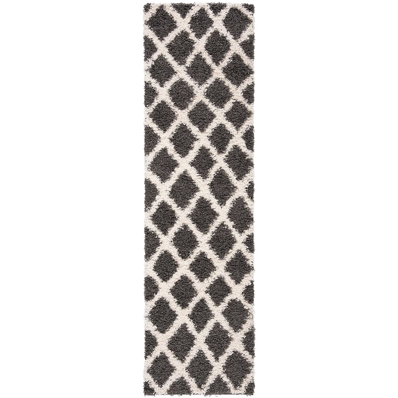 Safavieh Dallas 3' x 5' Shag Rug in Dark Gray and Ivory