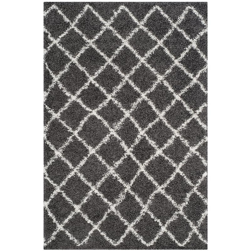 Safavieh Dallas 4' x 6' Shag Rug in Dark Gray and Ivory