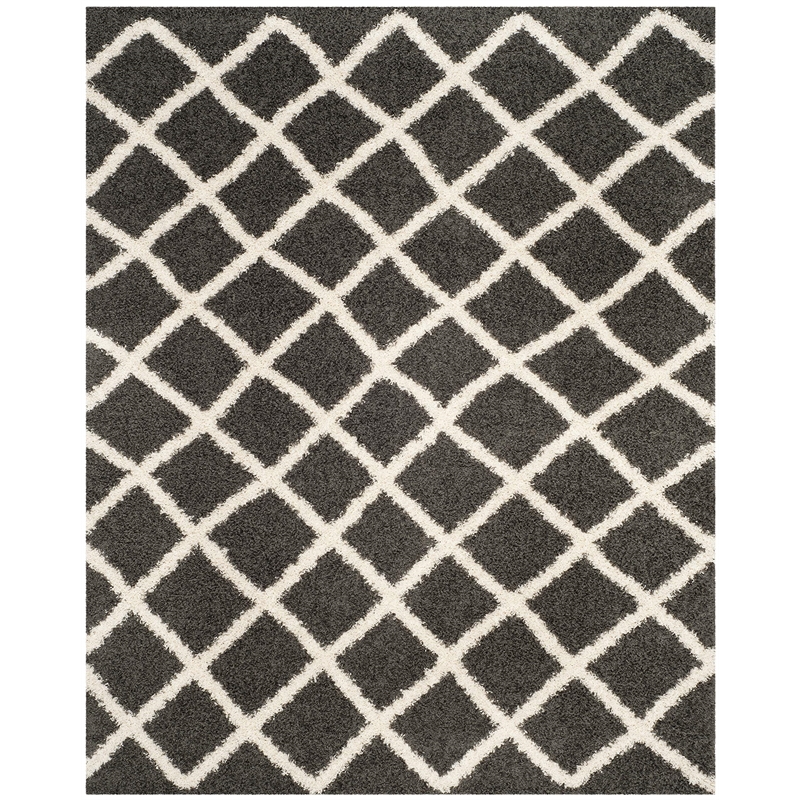Safavieh Dallas 6' x 9' Shag Rug in Dark Gray and Ivory