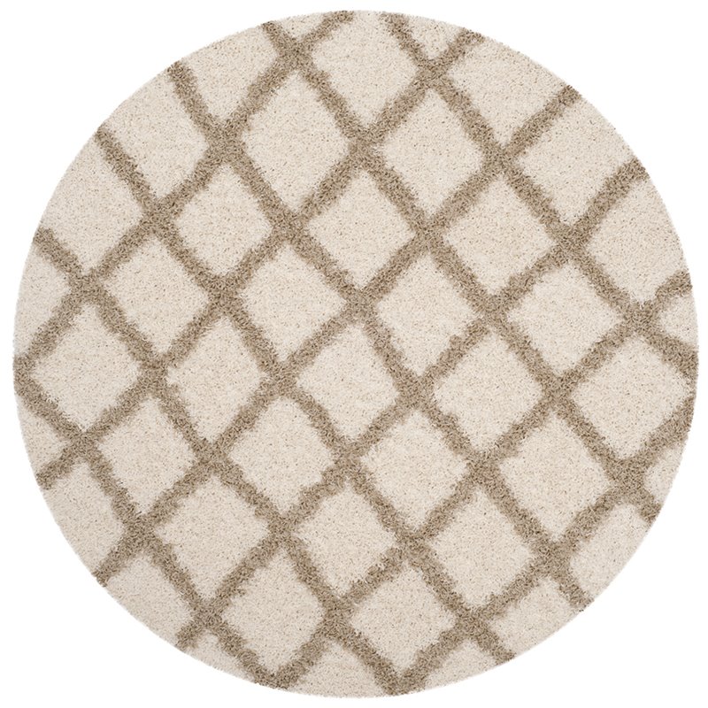 Safavieh Dallas 6' Round Shag Rug in Ivory and Beige