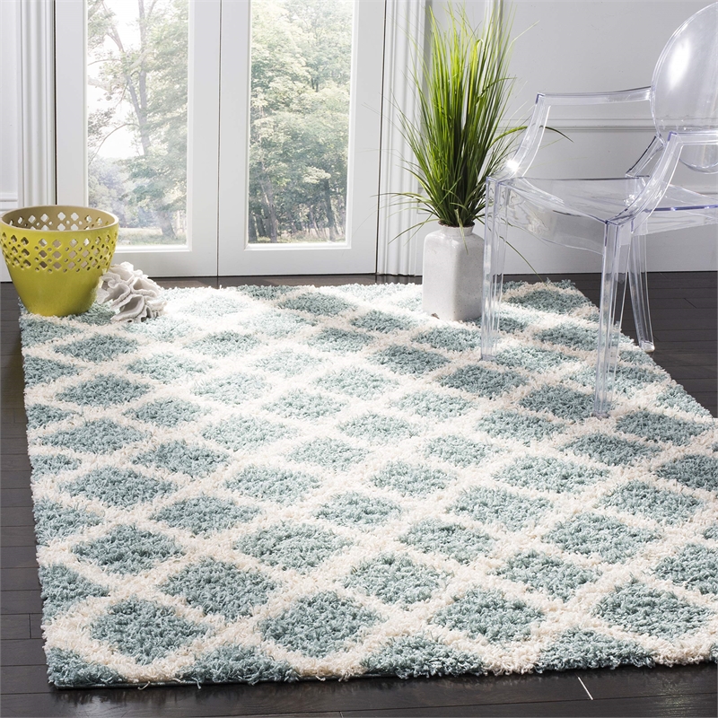 Safavieh Dallas 3' x 5' Shag Rug in Seafoam and Ivory