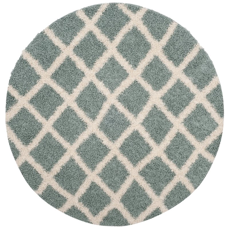 Safavieh Dallas 6' Round Shag Rug in Seafoam and Ivory