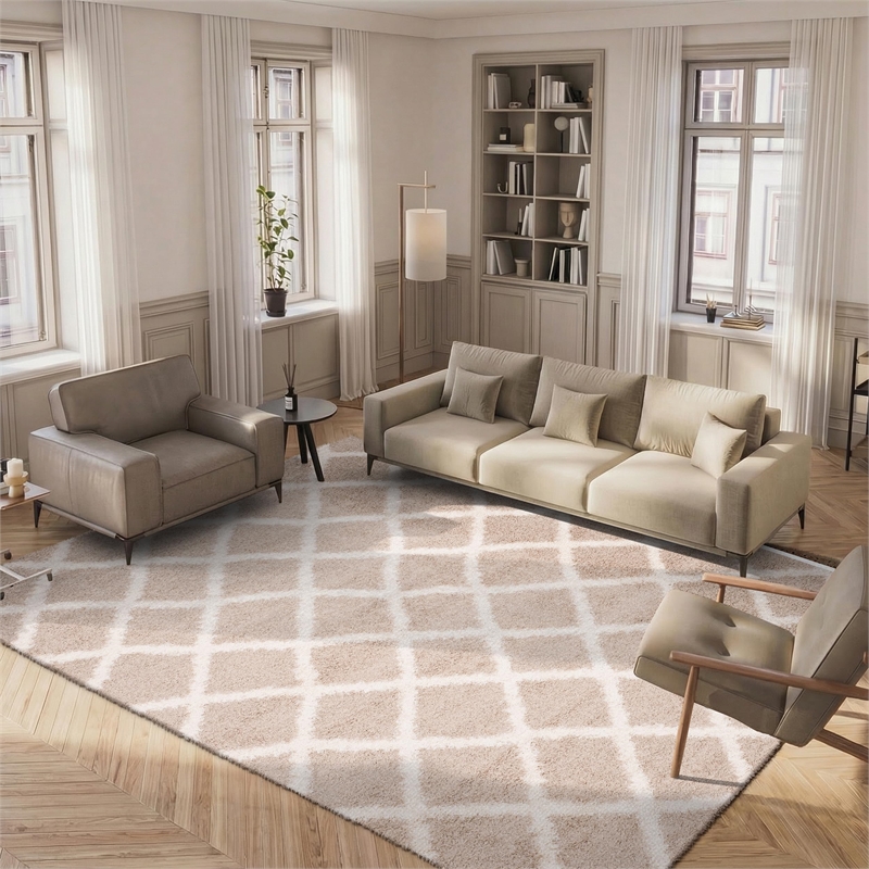 Safavieh Dallas 8' x 10' Shag Rug in Beige and Ivory