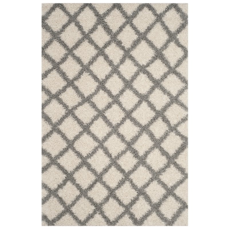 Safavieh Dallas 6' x 9' Shag Rug in Ivory and Gray