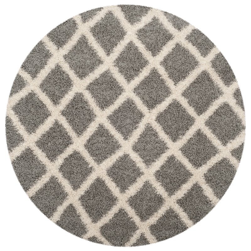 Safavieh Dallas 6' Round Shag Rug in Gray and Ivory