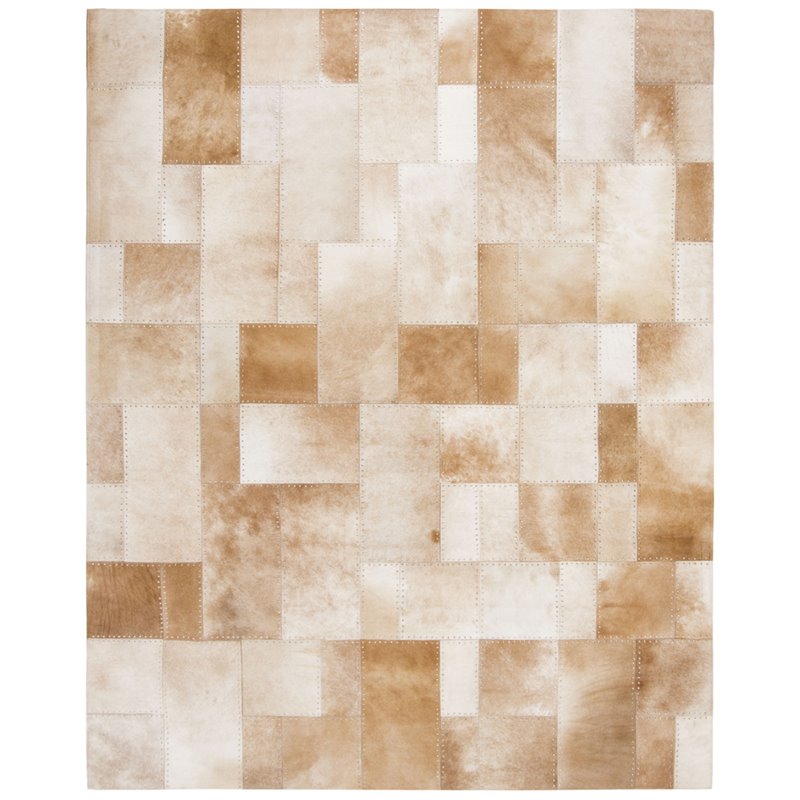 Safavieh Studio 8' x 10' Hand Woven Leather Rug in Beige and White