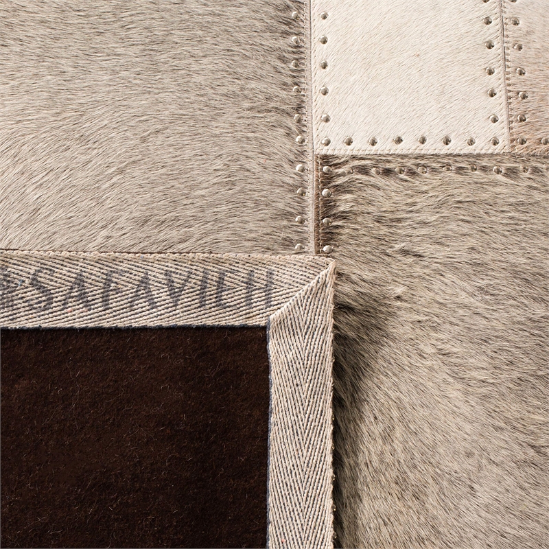 Safavieh Studio 3' x 5' Hand Woven Leather Rug in Gray and White