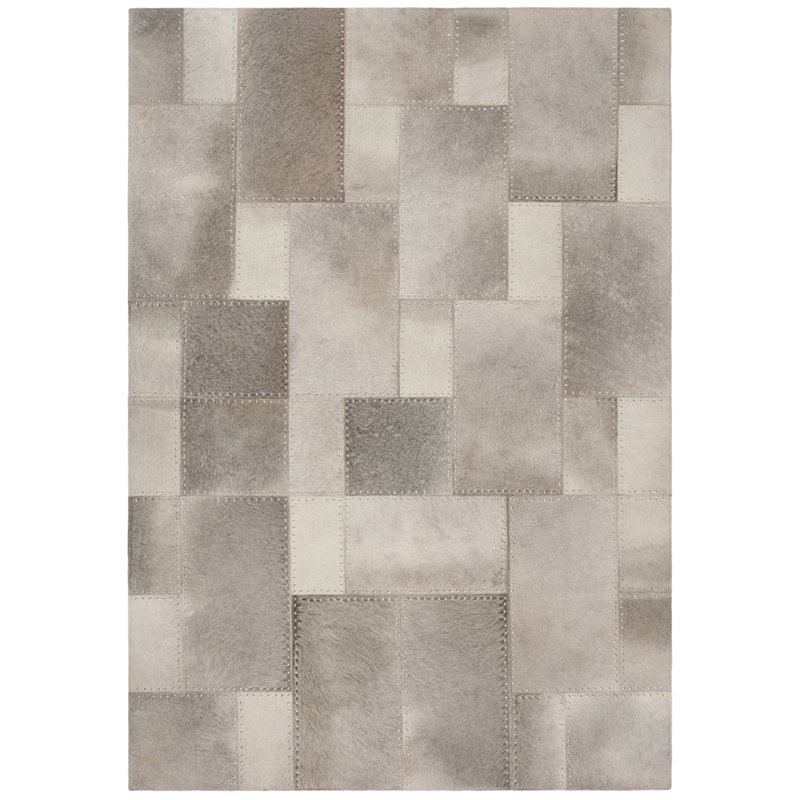 Safavieh Studio 4' x 6' Hand Woven Leather Rug in Gray and White