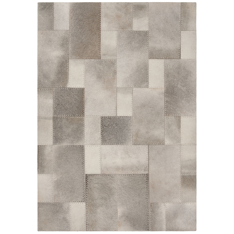 Safavieh Studio 5' x 8' Hand Woven Leather Rug in Gray and White