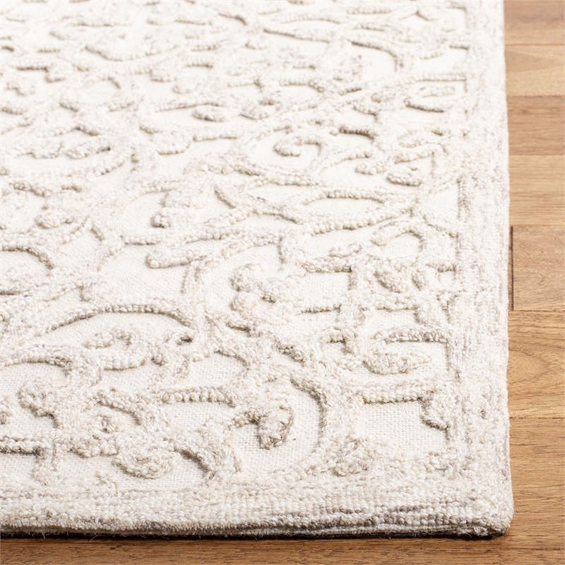Safavieh Trace 3' x 5' Hand Tufted Wool Rug in Camel and Ivory