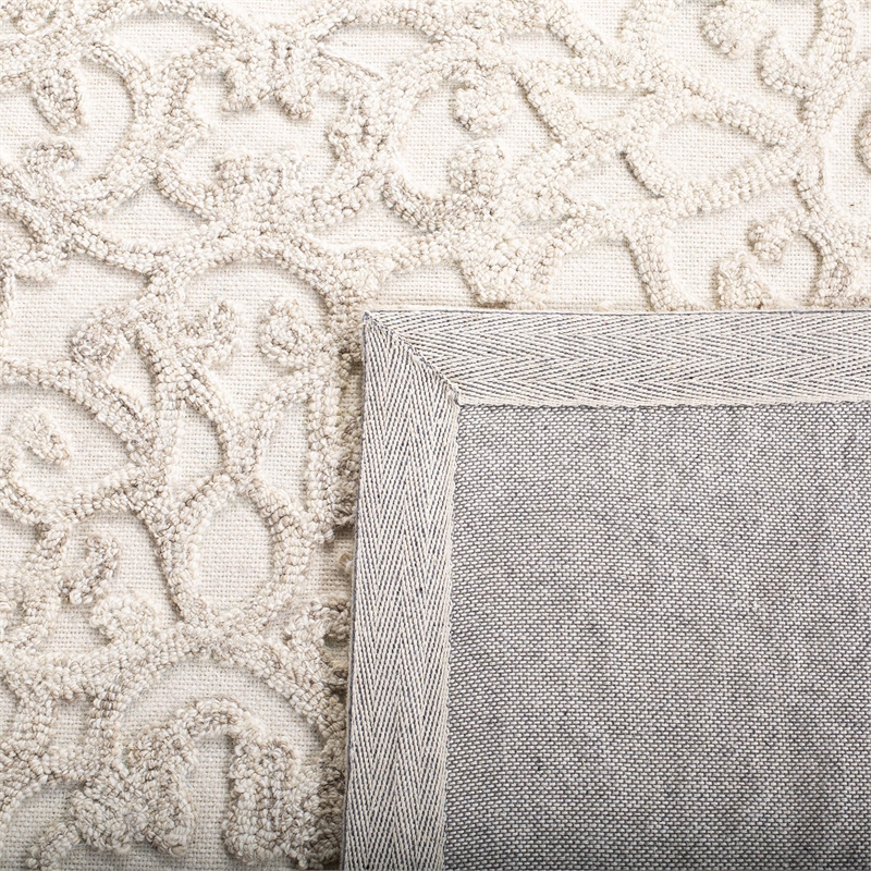 Safavieh Trace 3' x 5' Hand Tufted Wool Rug in Camel and Ivory