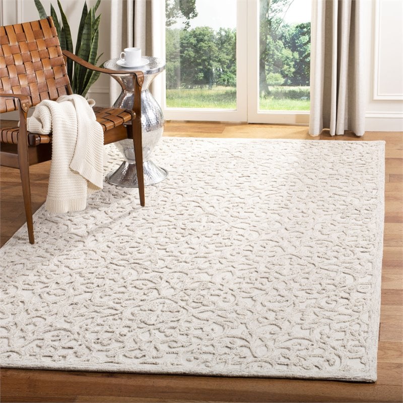 Safavieh Trace 8' x 10' Hand Tufted Wool Rug in Camel and Ivory