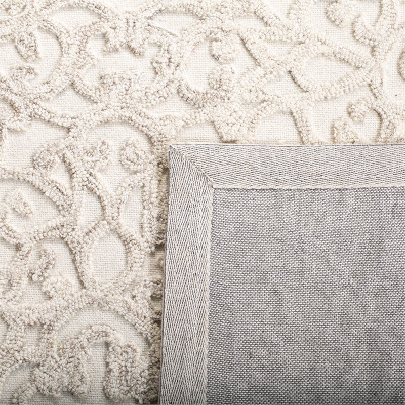 Safavieh Trace 8' x 10' Hand Tufted Wool Rug in Camel and Ivory