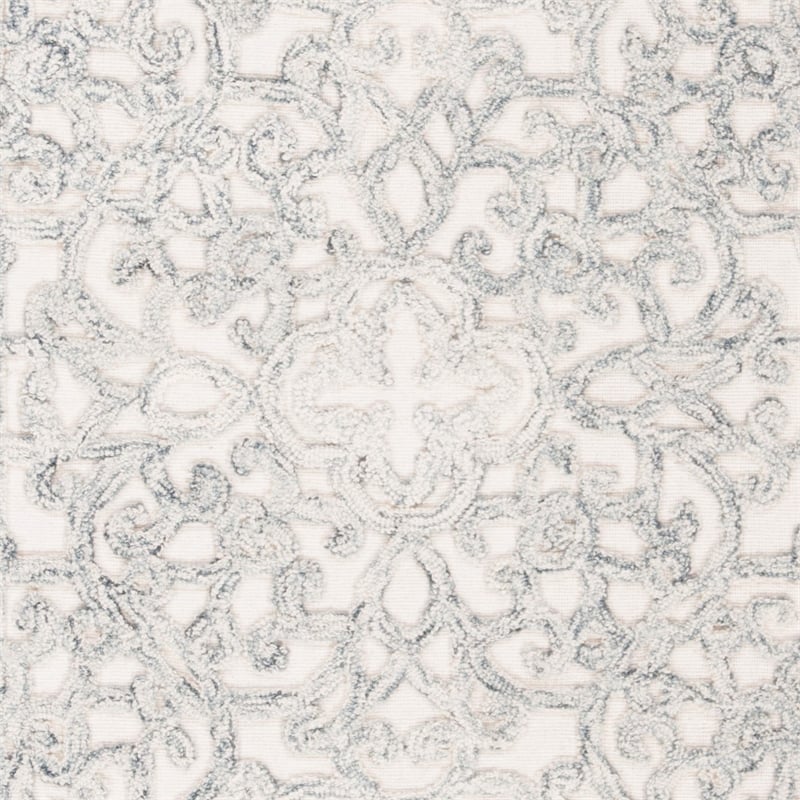 Safavieh Trace 3' x 5' Hand Tufted Wool Rug in Charcoal and Ivory