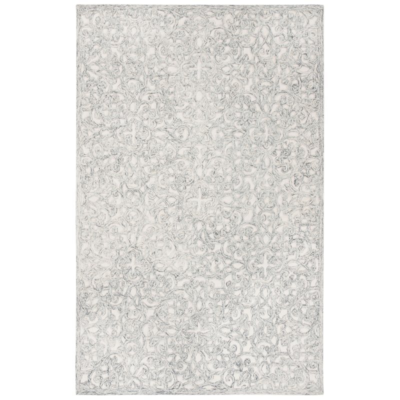 Safavieh Trace 8' x 10' Hand Tufted Wool Rug in Charcoal and Ivory
