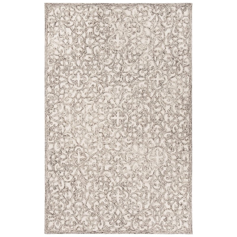 Safavieh Trace 4' x 6' Hand Tufted Wool Rug in Brown and Ivory